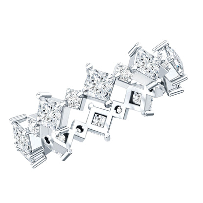 Certified Princess Cut Lab Grown Diamond Eternity Wedding Ring