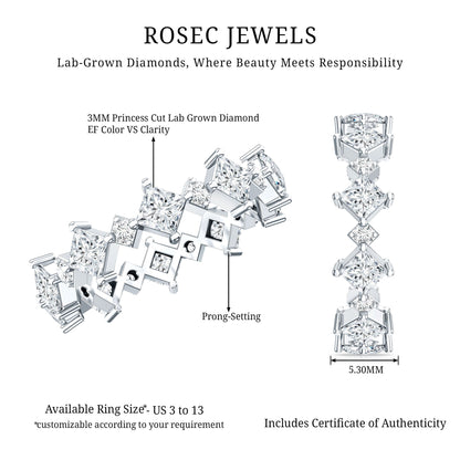 Certified Princess Cut Lab Grown Diamond Eternity Wedding Ring