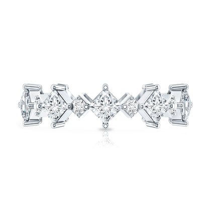 Certified Princess Cut Lab Grown Diamond Eternity Wedding Ring