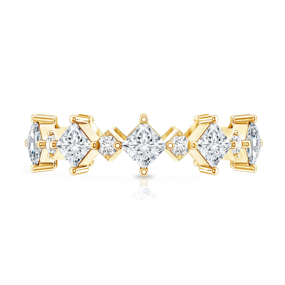 Certified Princess Cut Lab Grown Diamond Eternity Wedding Ring