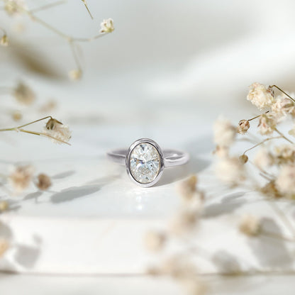 Certified 1 Carat Lab Grown Diamond Bezel Set Engagement Ring