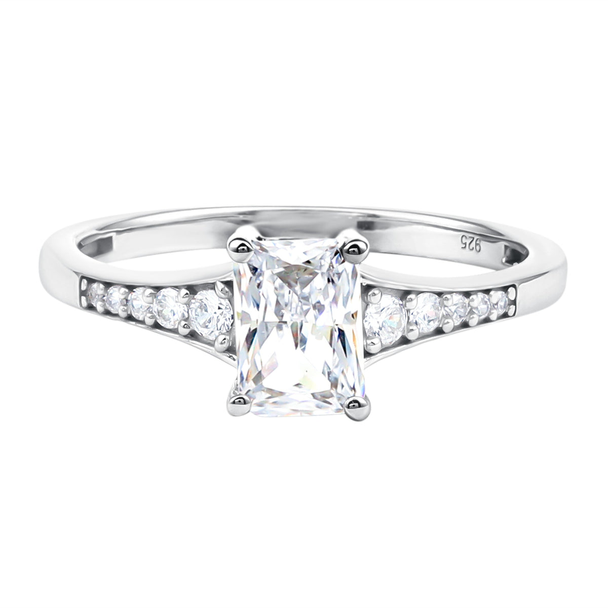 Brilliant Cut 1.7 Carat Lab Grown Diamond Emerald Cut Engagement Ring