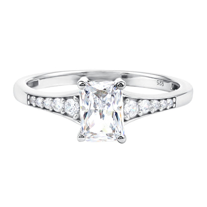 Brilliant Cut 1.7 Carat Lab Grown Diamond Emerald Cut Engagement Ring
