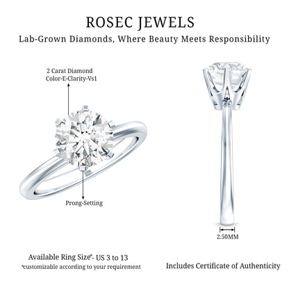 IGI Certified Lab Grown Diamond 2 CT Engagement Ring for Women