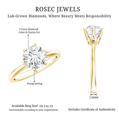 IGI Certified Lab Grown Diamond 2 CT Engagement Ring for Women