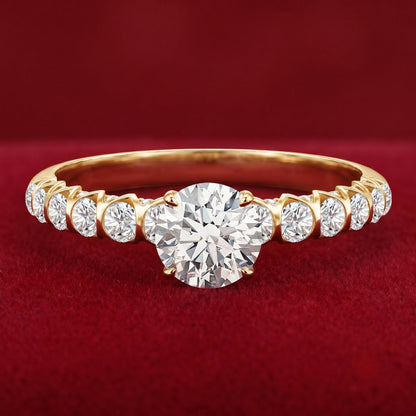 IGI Certified Round Lab Grown Diamond Side Stone Engagement Ring