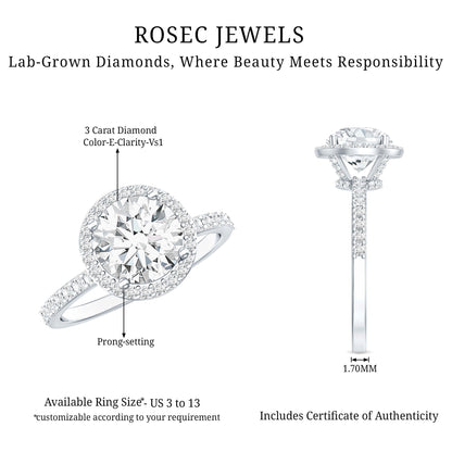 3 Carat IGI Certified Lab Grown Diamond Engagement Ring