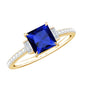Certified 1.5 Carat Lab Blue Sapphire Princess Cut Engagement Ring with Diamond