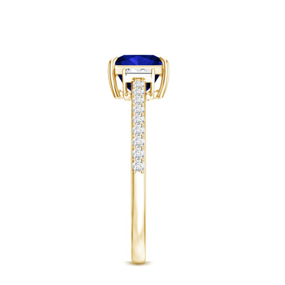 Certified 1.5 Carat Lab Blue Sapphire Princess Cut Engagement Ring with Diamond
