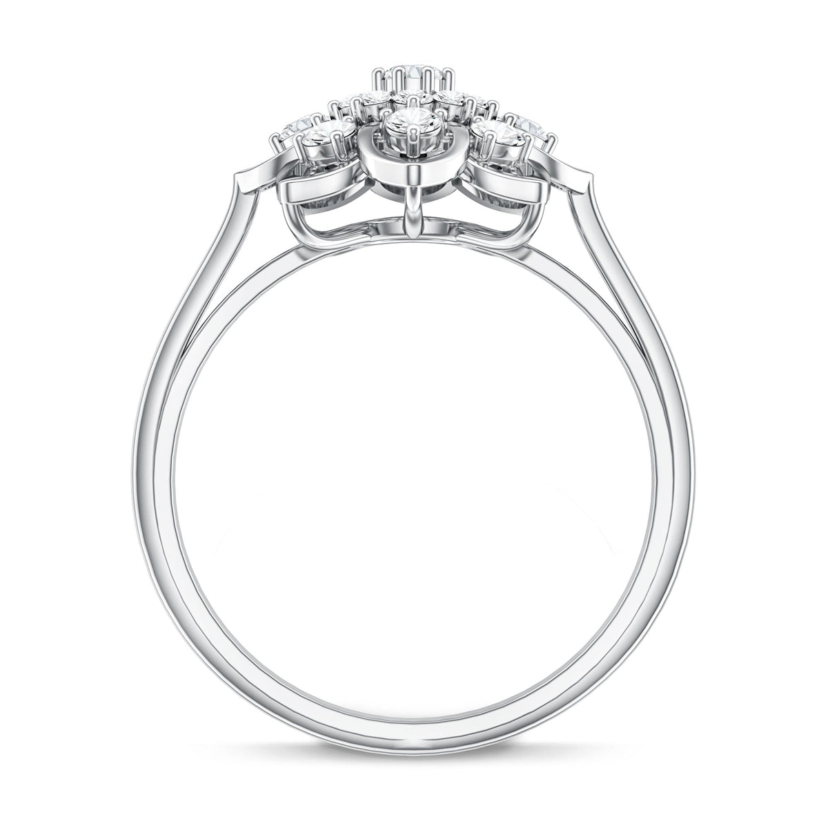 Certified Natural Diamond Flower Engagement Ring