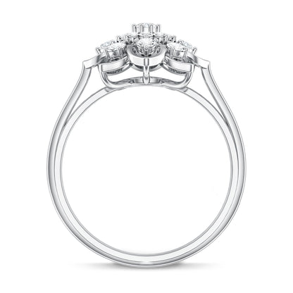 Certified Natural Diamond Flower Engagement Ring