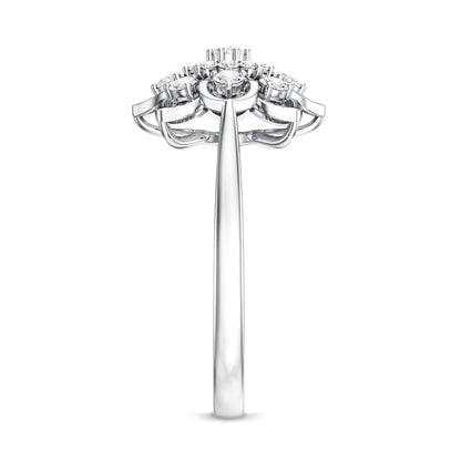 Certified Natural Diamond Flower Engagement Ring