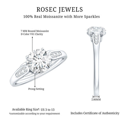 Brilliant Cut D-VS1 clarity Moissanite Engagement Ring for Women