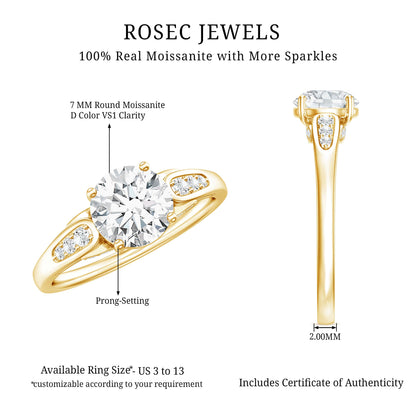 Brilliant Cut D-VS1 clarity Moissanite Engagement Ring for Women