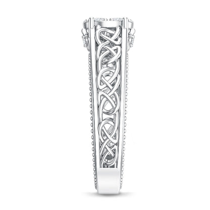 Illusion Real Diamond Celtic Knot Band Ring for Women