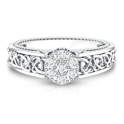 Illusion Real Diamond Celtic Knot Band Ring for Women