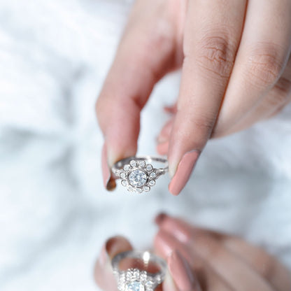 Certified Moissanite Bezel Set Engagement Ring