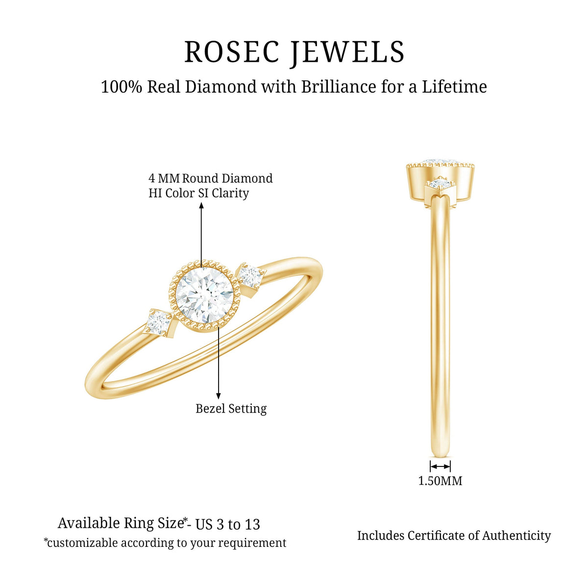 Minimal Diamond Promise Ring in Bezel Setting