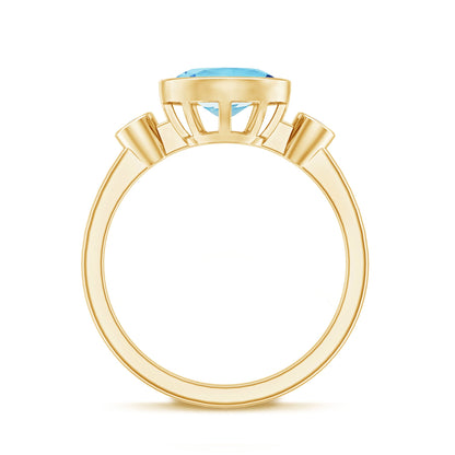 Bezel Set Aquamarine and Diamond East West Engagement Ring
