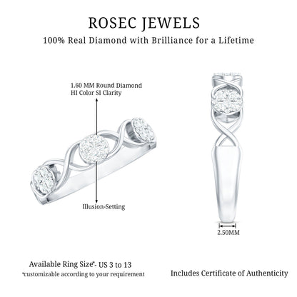 Natural Diamond Infinity Band Ring with Certificate