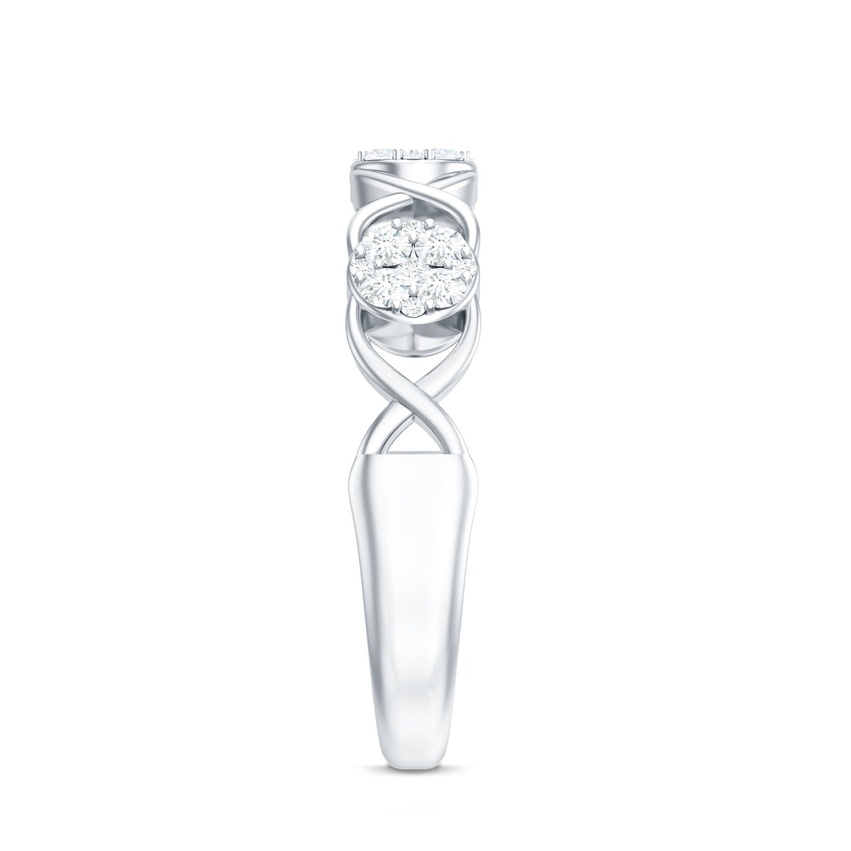 Natural Diamond Infinity Band Ring with Certificate
