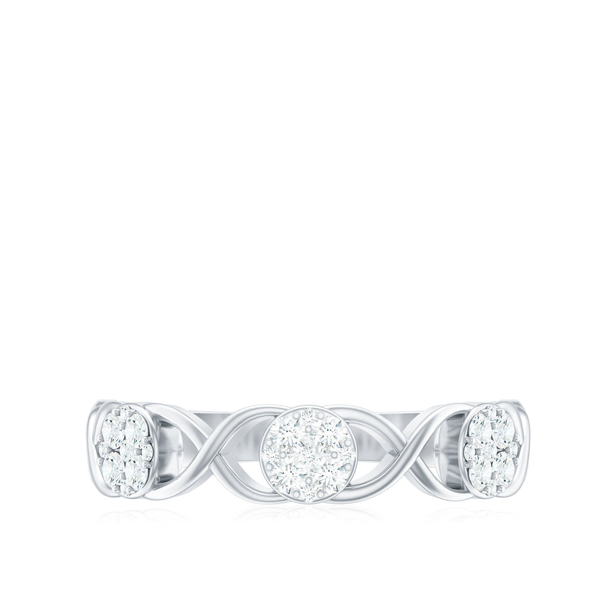 Natural Diamond Infinity Band Ring with Certificate