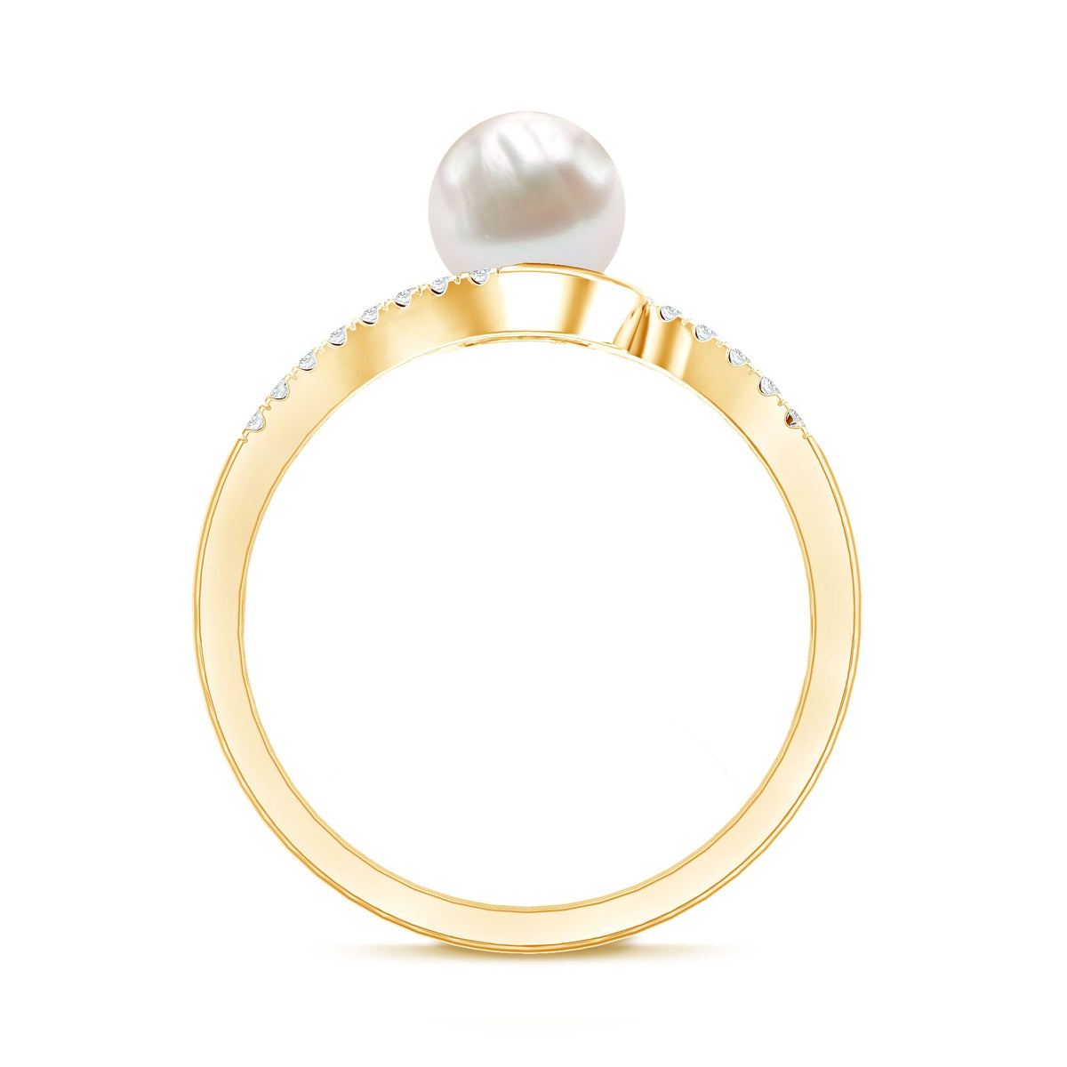 Freshwater Pearl Solitaire Bypass Engagement Ring with Diamond Accent