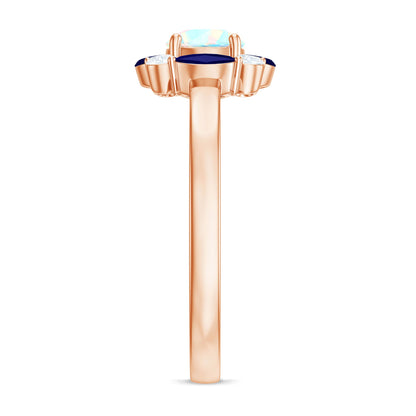 Natural Ethiopian Opal and Sapphire Designer Ring