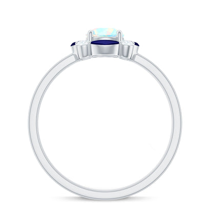 Natural Ethiopian Opal and Sapphire Designer Ring