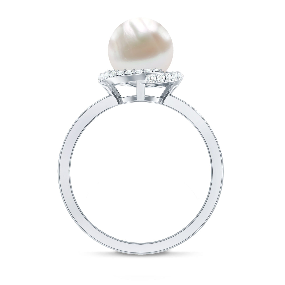 Designer 7.4 Carat Freshwater Pearl Engagement Ring with Diamond