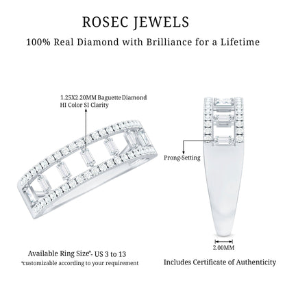 Natural Baguette Diamond Half Eternity Band With Certificate