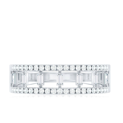 Natural Baguette Diamond Half Eternity Band With Certificate