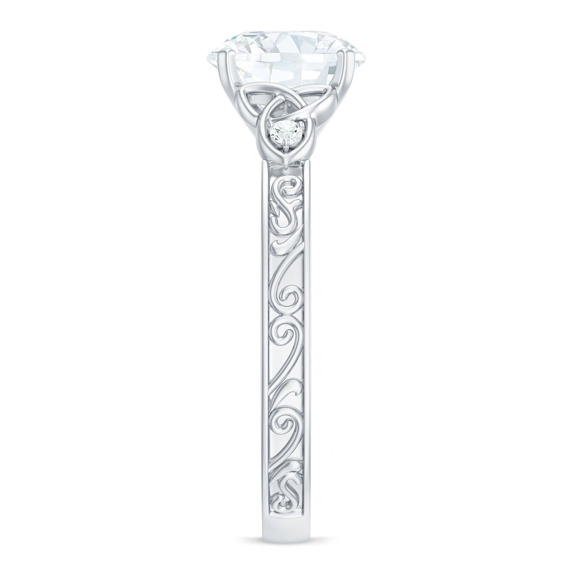 Antique Looking Round Moissanite Celtic Knot Engagement Ring