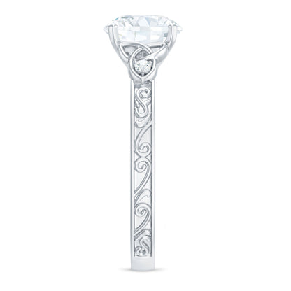 Antique Looking Round Moissanite Celtic Knot Engagement Ring