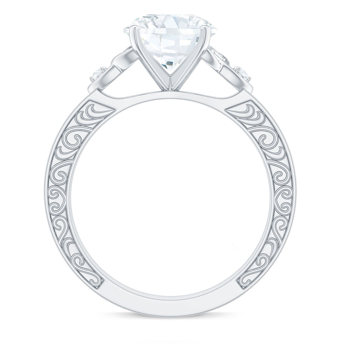 Antique Looking Round Moissanite Celtic Knot Engagement Ring