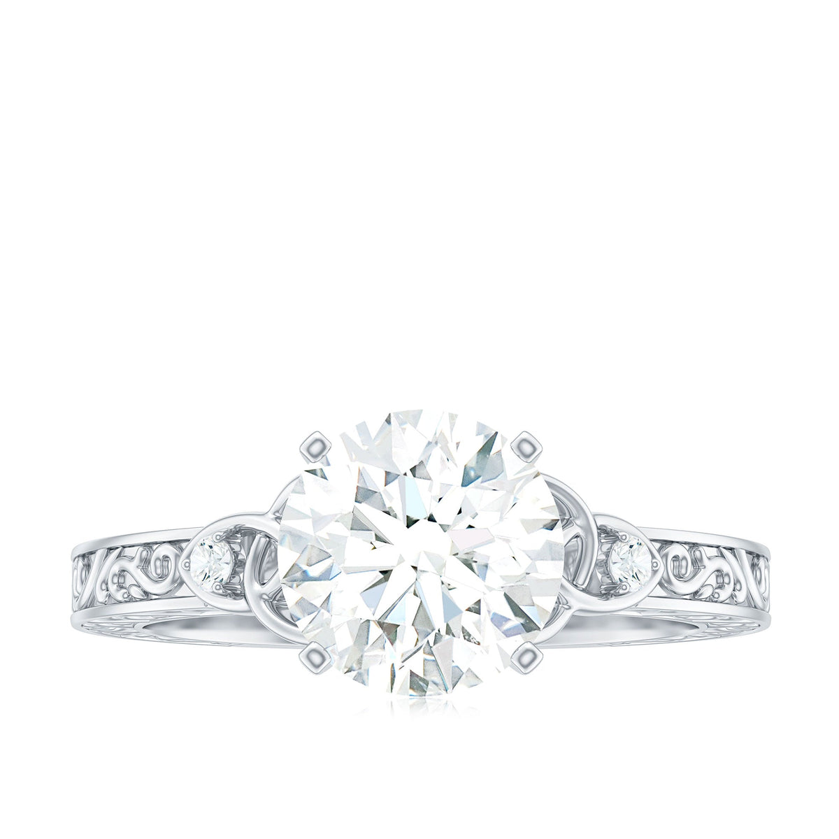 Antique Looking Round Moissanite Celtic Knot Engagement Ring