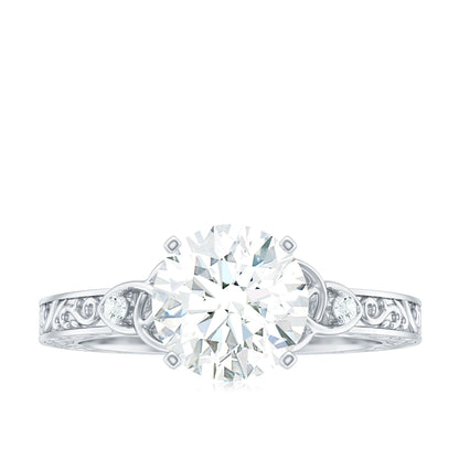 Antique Looking Round Moissanite Celtic Knot Engagement Ring