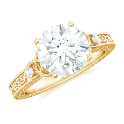 Antique Looking Round Moissanite Celtic Knot Engagement Ring