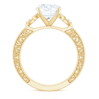 Antique Looking Round Moissanite Celtic Knot Engagement Ring
