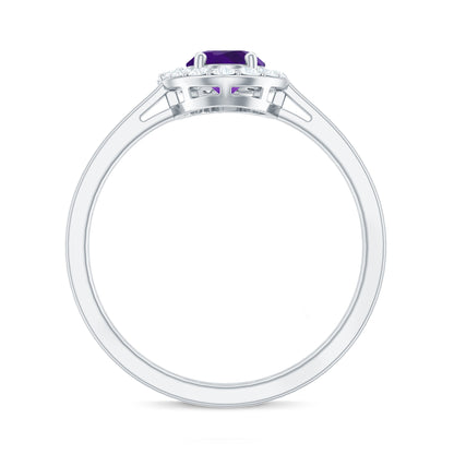 1 Carat Amethyst Designer Engagement Ring with Diamond for Women