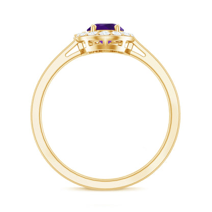 1 Carat Amethyst Designer Engagement Ring with Diamond for Women