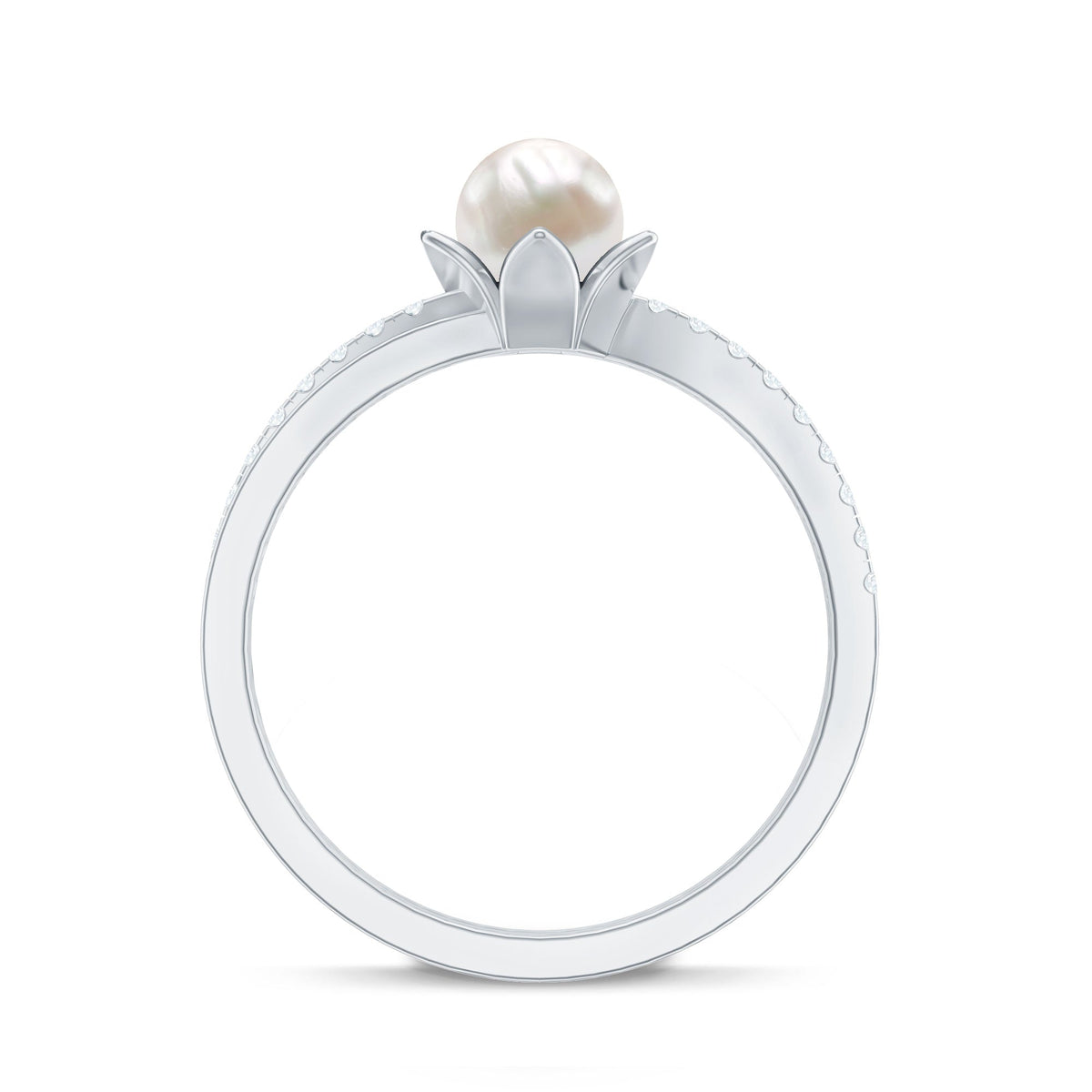 2 Carat Freshwater Pearl and Diamond Flower Engagement Ring