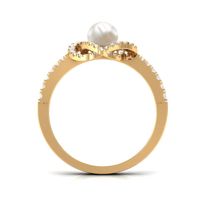 2 Carat Freshwater Pearl Engagement Ring with Diamond Accent