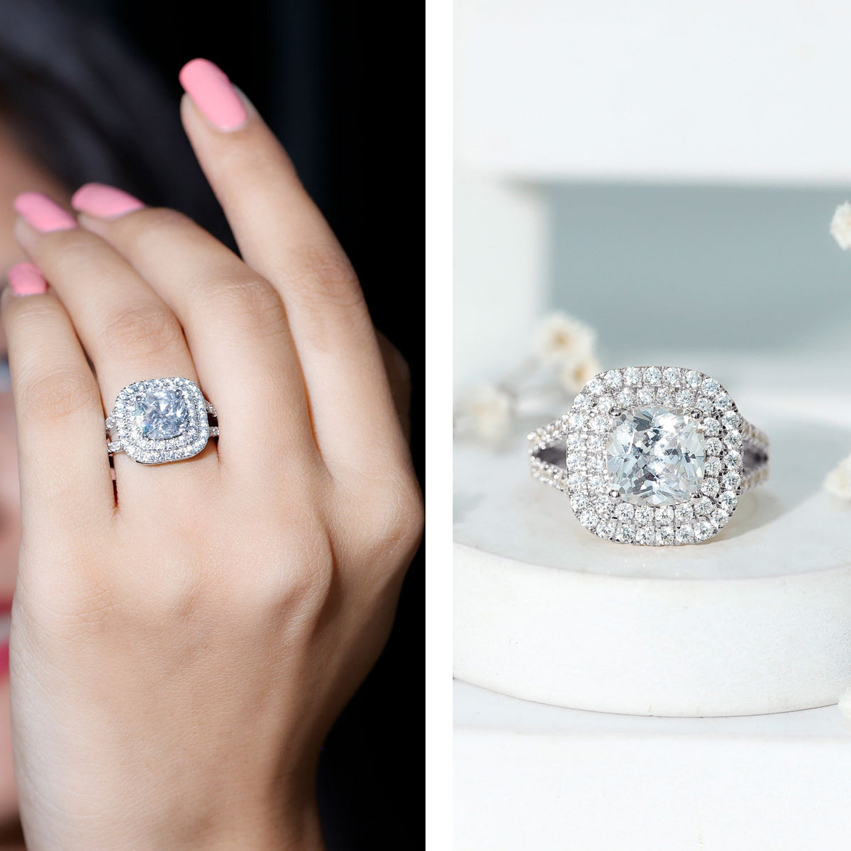 Certified 3 Carat Cubic Zirconia Double Vintage Inspired Engagement Ring