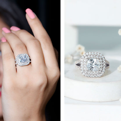 Certified 3 Carat Cubic Zirconia Double Vintage Inspired Engagement Ring