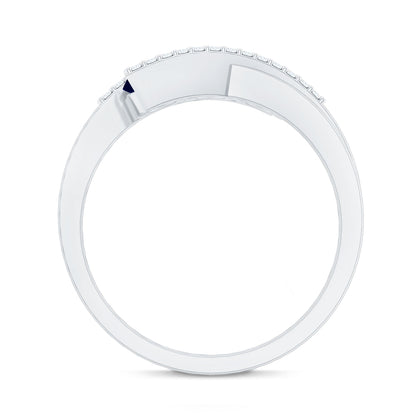 Real Blue Sapphire 3 Stone Promise Ring with Diamond Bypass Shank
