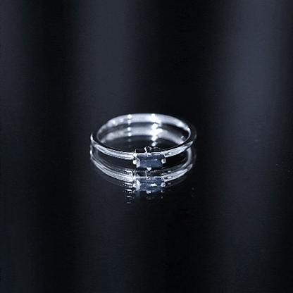 Natural Baguette Blue Sapphire Promise Ring for Women
