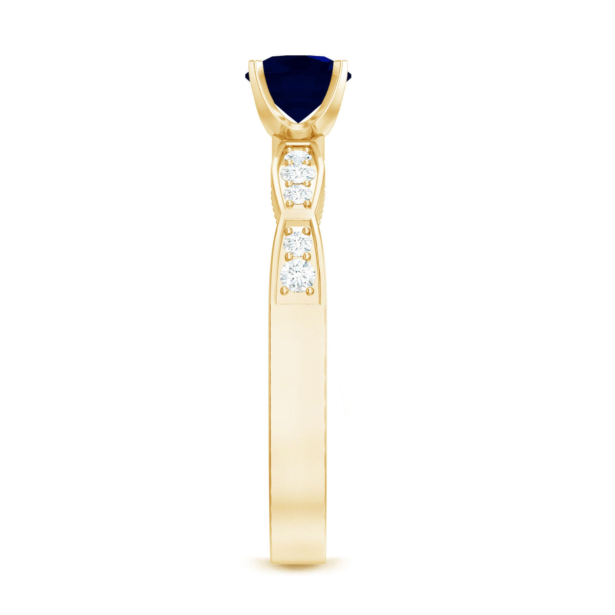Real 0.9 Carat Blue Sapphire Engagement Ring with Diamond