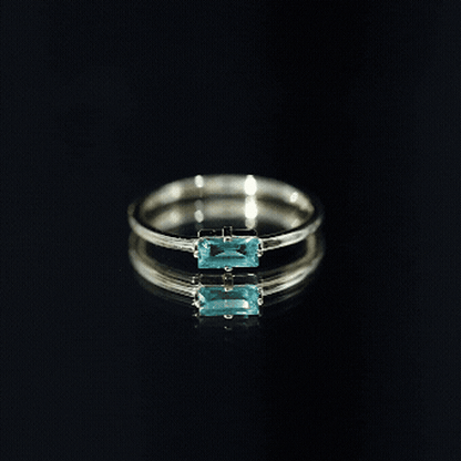 East West Set Baguette Cut Emerald May Birthstone Ring