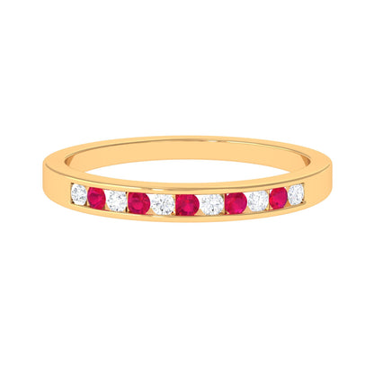Minimal Ruby Diamond Ring in Channel Set